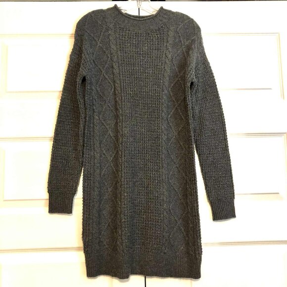 Nordstrom BP Cable Knit Waffle Weave Tunic Mini Sweater Dress Charcoal XS - Picture 3 of 7